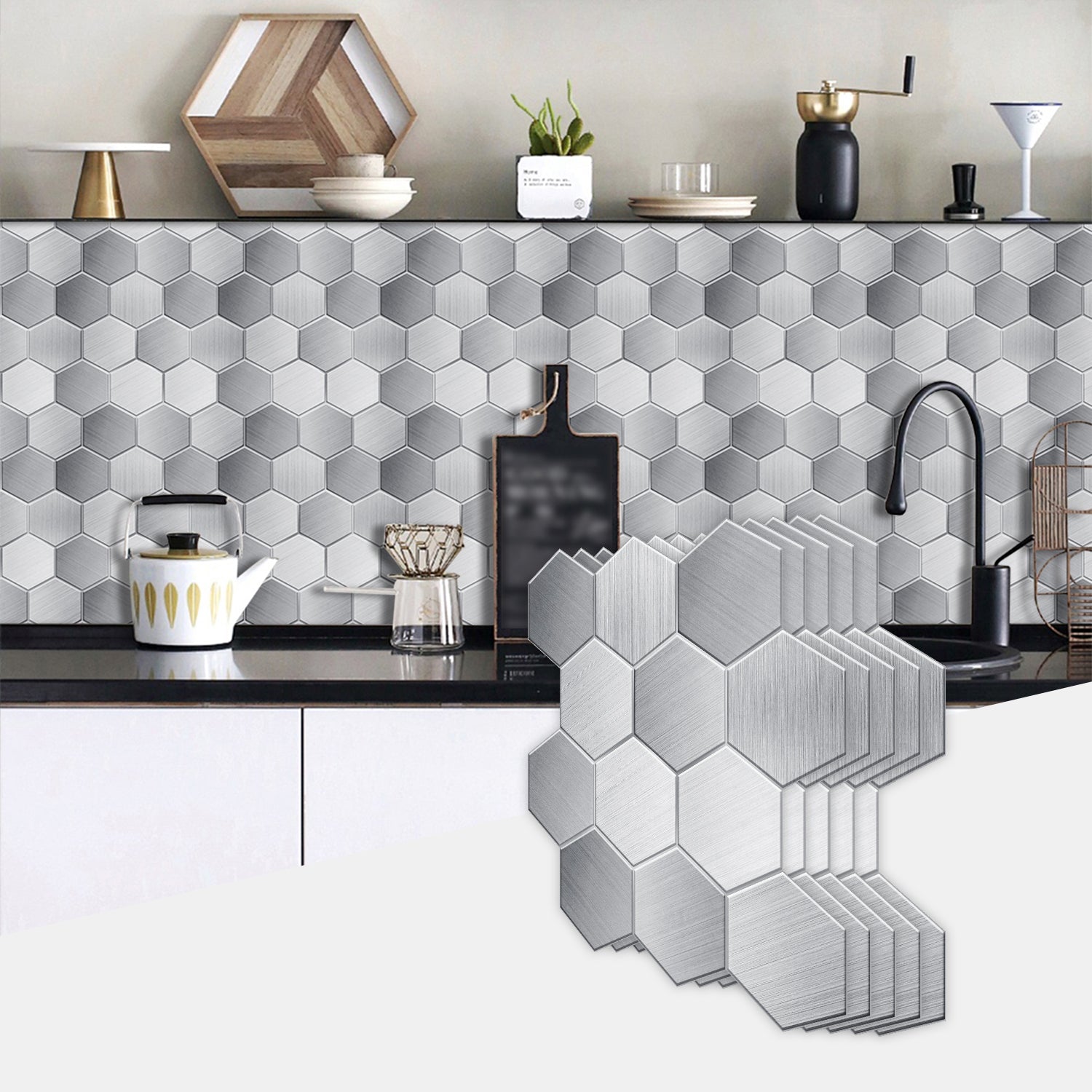 Hexagon Mosaic Tile Sticker Kitchen Backsplash