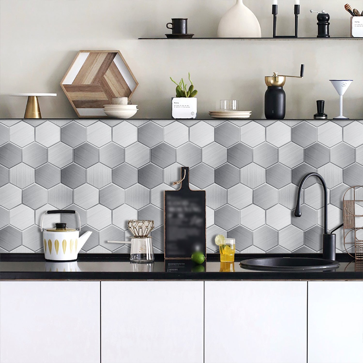 Hexagon Mosaic Tile Sticker Kitchen Backsplash