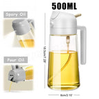 2-in-1 500ml Olive Oil Dispenser Bottle with Integrated Oil Sprayer for Cooking & BBQ