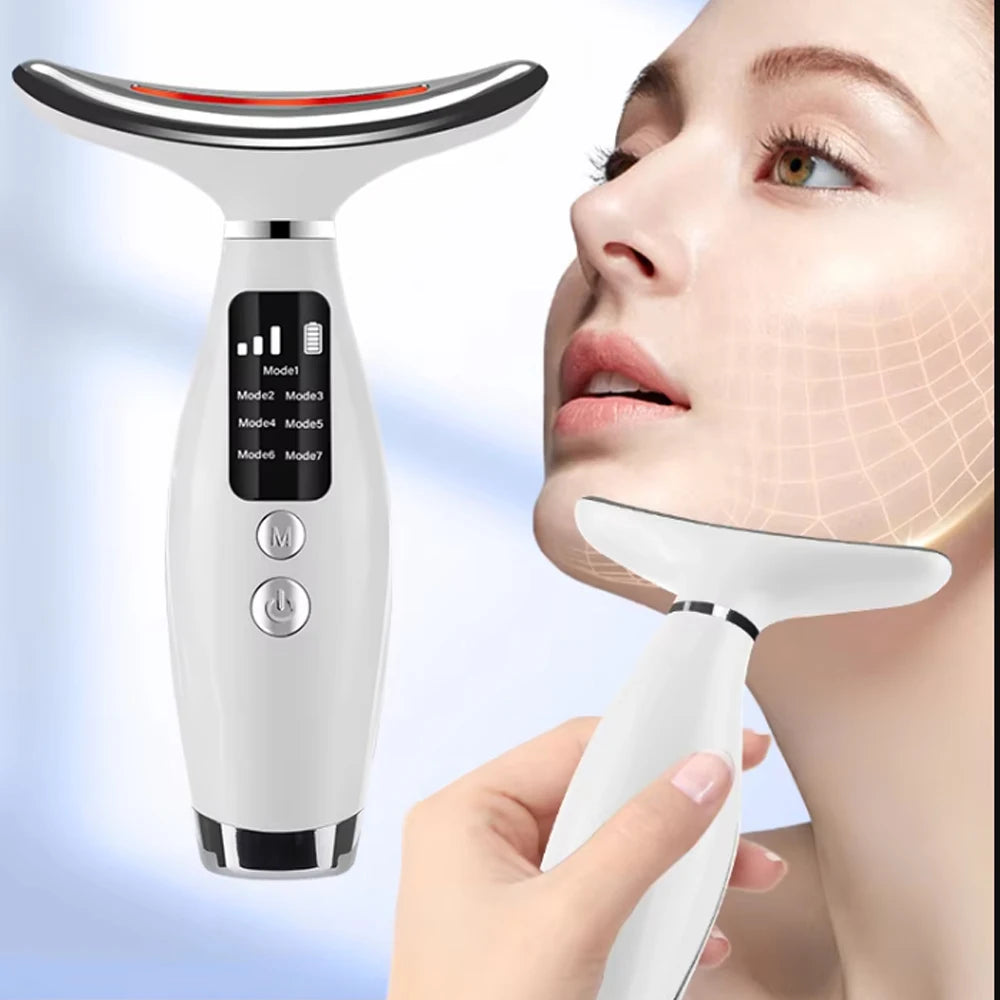 7-Color LED Neck & Face Firming Massager | Anti-Aging V-Shape Lifting Device