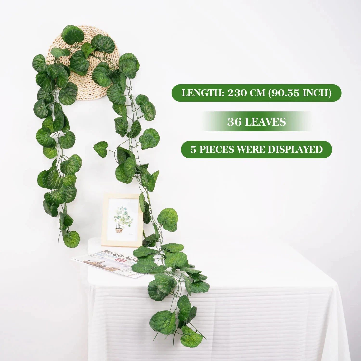 Artificial Silk Green Ivy Leaf Hanging Vine for Home and Wedding Decor