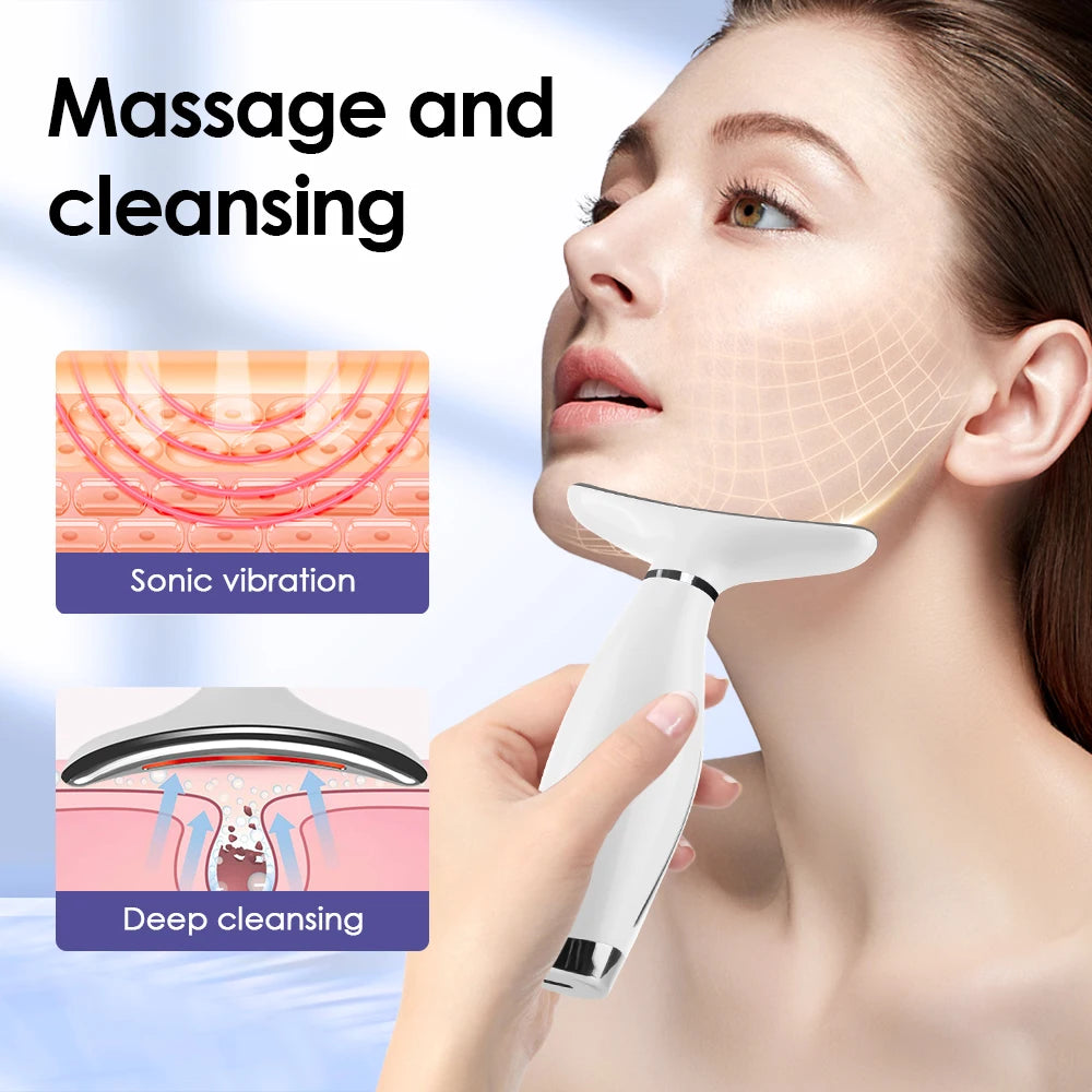 7-Color LED Neck & Face Firming Massager | Anti-Aging V-Shape Lifting Device