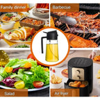2-in-1 500ml Olive Oil Dispenser Bottle with Integrated Oil Sprayer for Cooking & BBQ