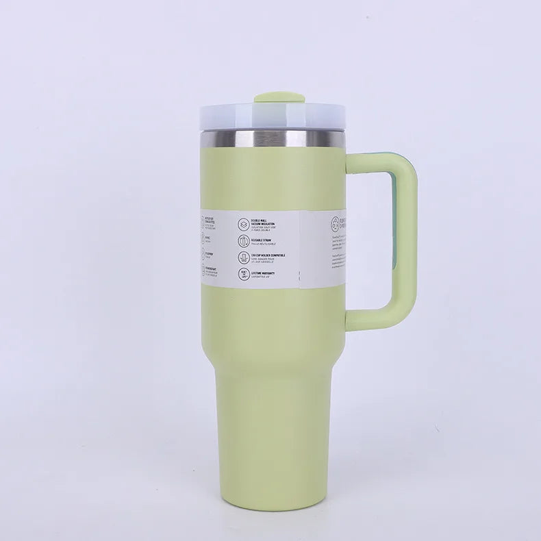 40 Oz Stainless Steel Travel Tumbler with Handle and Straw