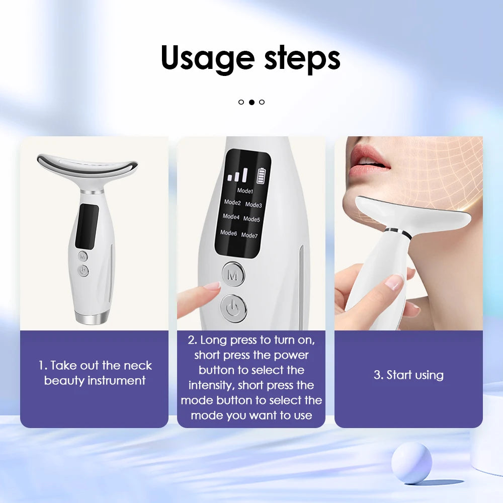 7-Color LED Neck & Face Firming Massager | Anti-Aging V-Shape Lifting Device