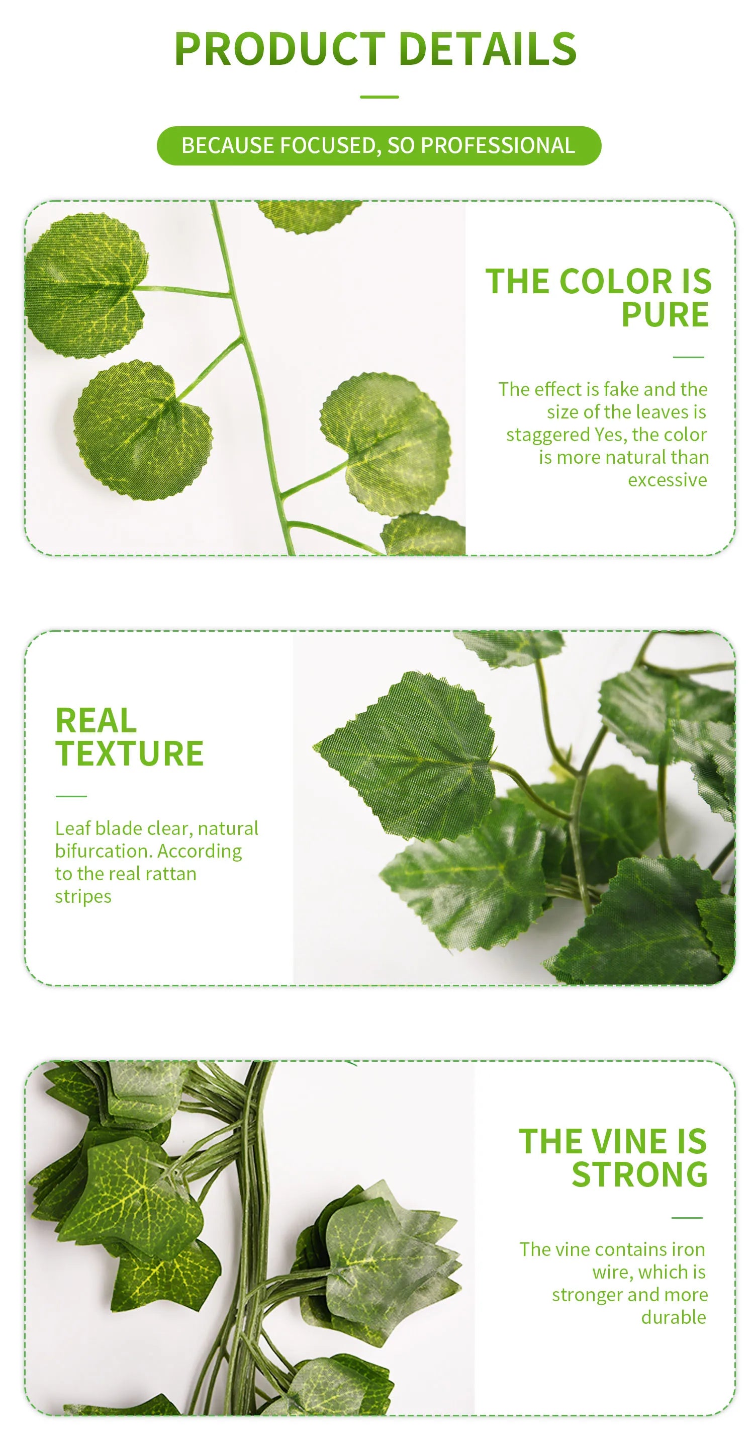 Artificial Silk Green Ivy Leaf Hanging Vine for Home and Wedding Decor