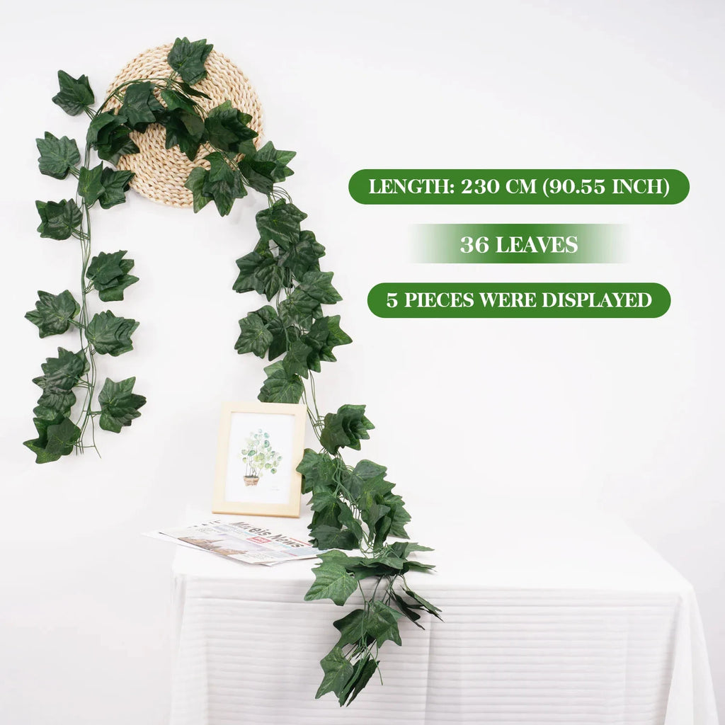 Artificial Silk Green Ivy Leaf Hanging Vine for Home and Wedding Decor