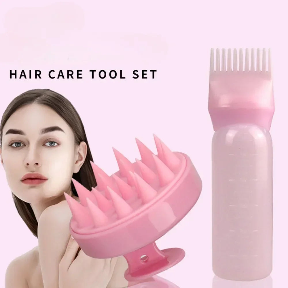 Silicone Shampoo Brush & Applicator Bottle Hair Coloring Tool