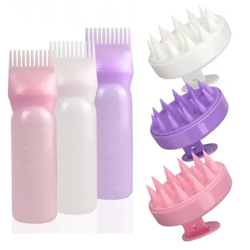 Silicone Shampoo Brush & Applicator Bottle Hair Coloring Tool