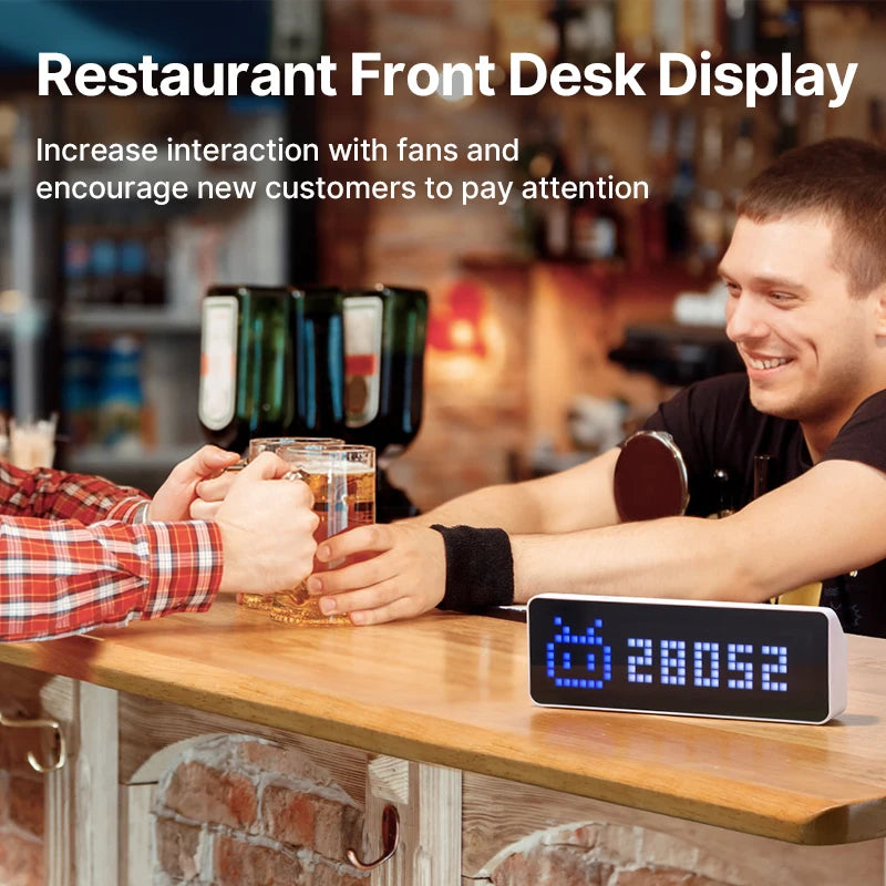 Smart Pixel Clock | Live YouTube Follower Tracker & Retro LED Desktop Decor