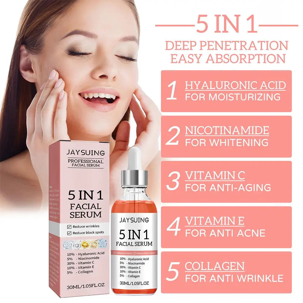 5-in-1 Anti-Wrinkle Facial Serum | Moisturizing, Brightening, and Anti-Aging Skincare (30ml)