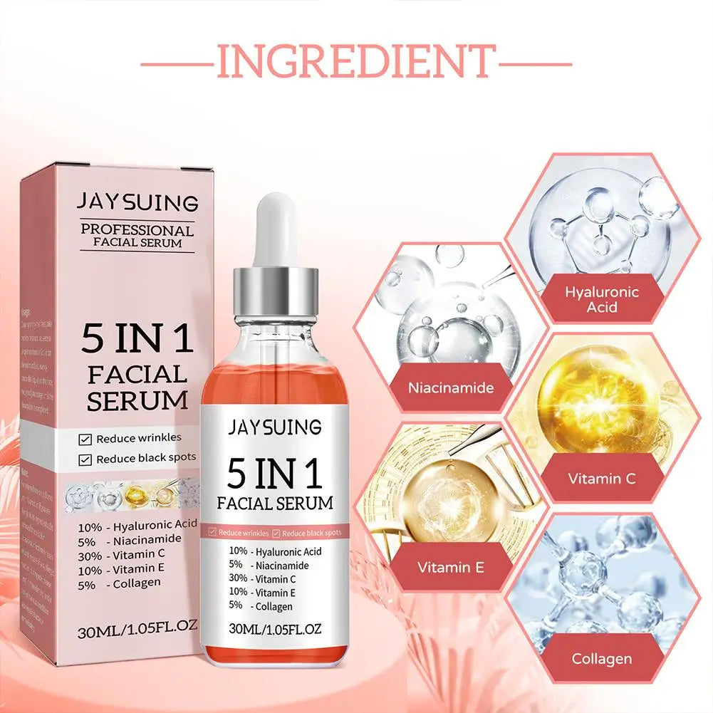 5-in-1 Anti-Wrinkle Facial Serum | Moisturizing, Brightening, and Anti-Aging Skincare (30ml)