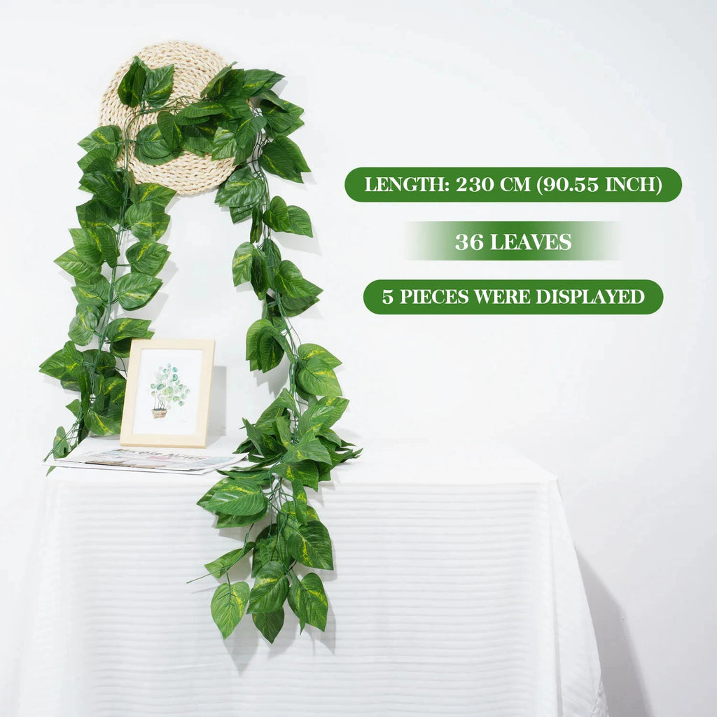 Artificial Silk Green Ivy Leaf Hanging Vine for Home and Wedding Decor