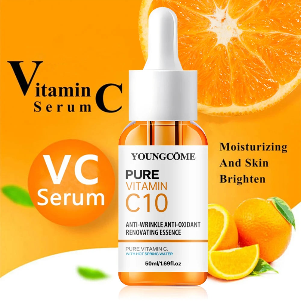 Vitamin C Facial Serum – Hyaluronic Acid Brightening Essence for Dark Spots, Fine Lines & Deep Moisturizing Skincare