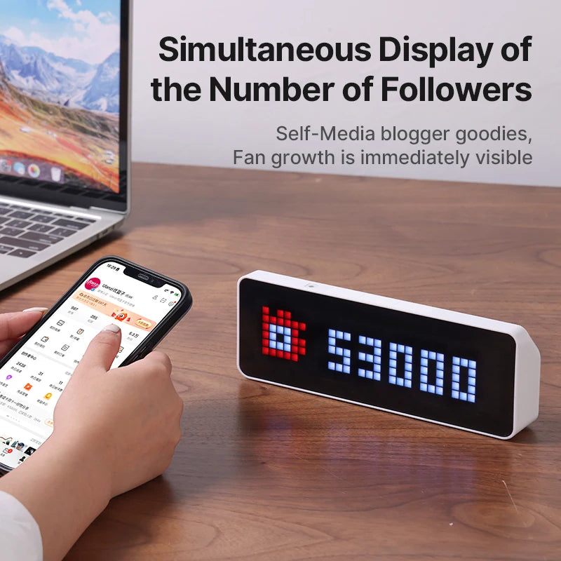 Smart Pixel Clock | Live YouTube Follower Tracker & Retro LED Desktop Decor