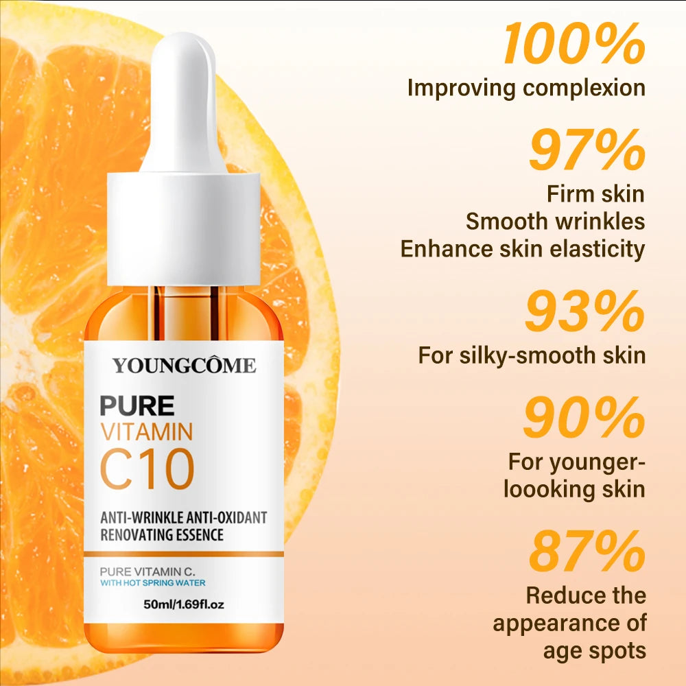 Vitamin C Facial Serum – Hyaluronic Acid Brightening Essence for Dark Spots, Fine Lines & Deep Moisturizing Skincare
