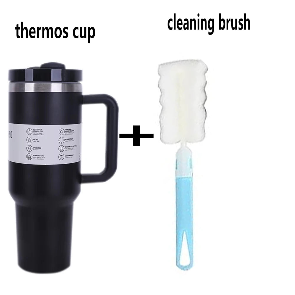 40 Oz Stainless Steel Travel Tumbler with Handle and Straw