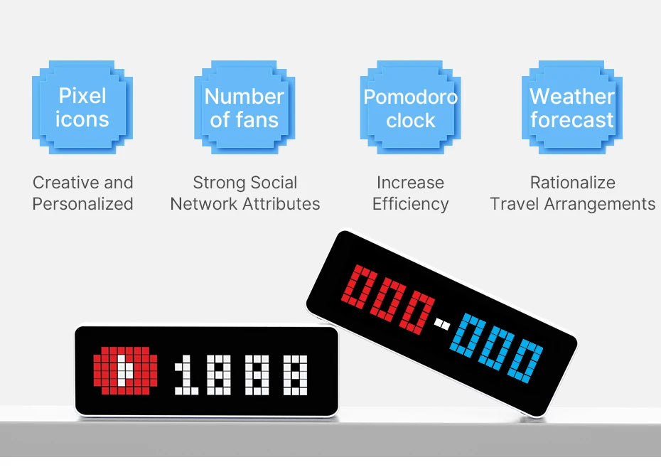 Smart Pixel Clock | Live YouTube Follower Tracker & Retro LED Desktop Decor