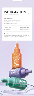 3-Piece Set: Vitamin C, Retinol, Hyaluronic Acid Face Serum Combo for Anti-Aging