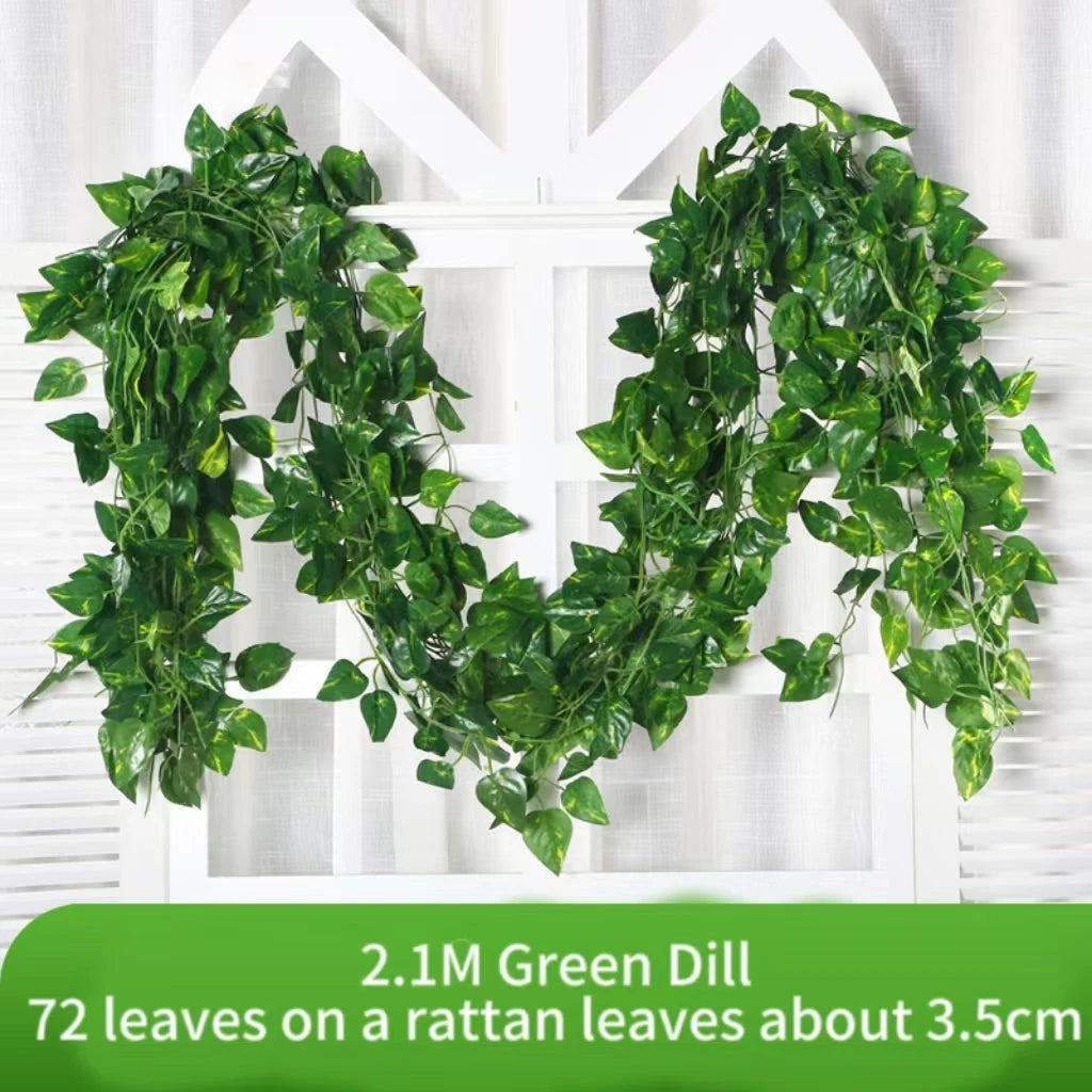 Artificial Silk Green Ivy Leaf Hanging Vine for Home and Wedding Decor