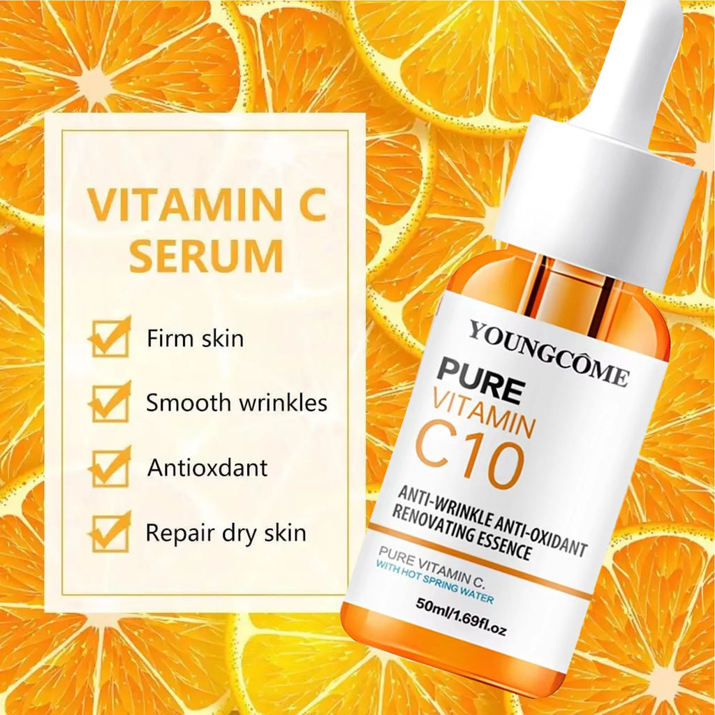 Vitamin C Facial Serum – Hyaluronic Acid Brightening Essence for Dark Spots, Fine Lines & Deep Moisturizing Skincare