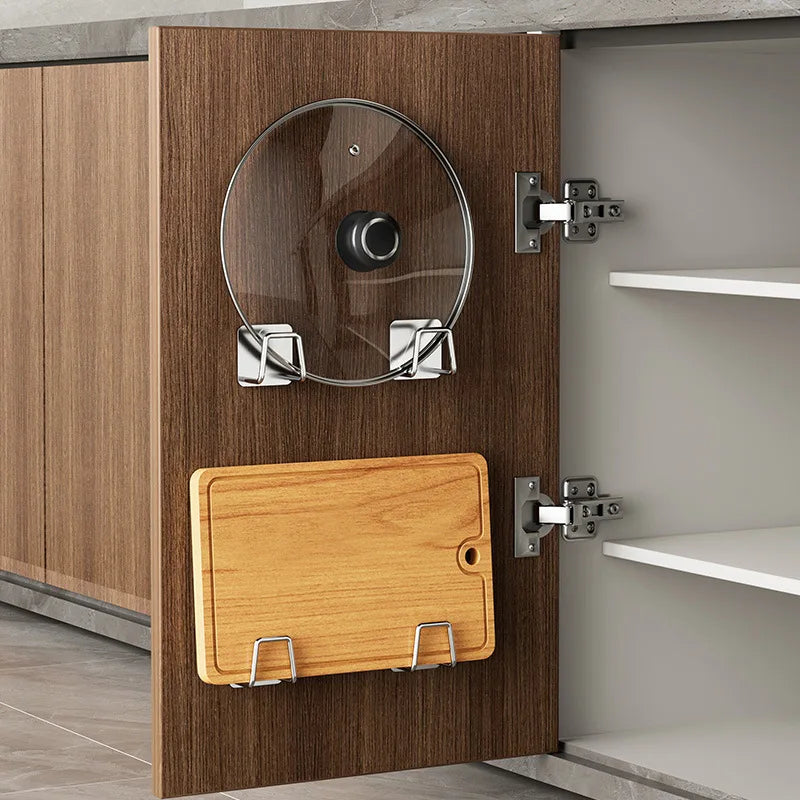 Stainless Steel Pot Lid & Cutting Board Organizer with Sponge Drainage Rack
