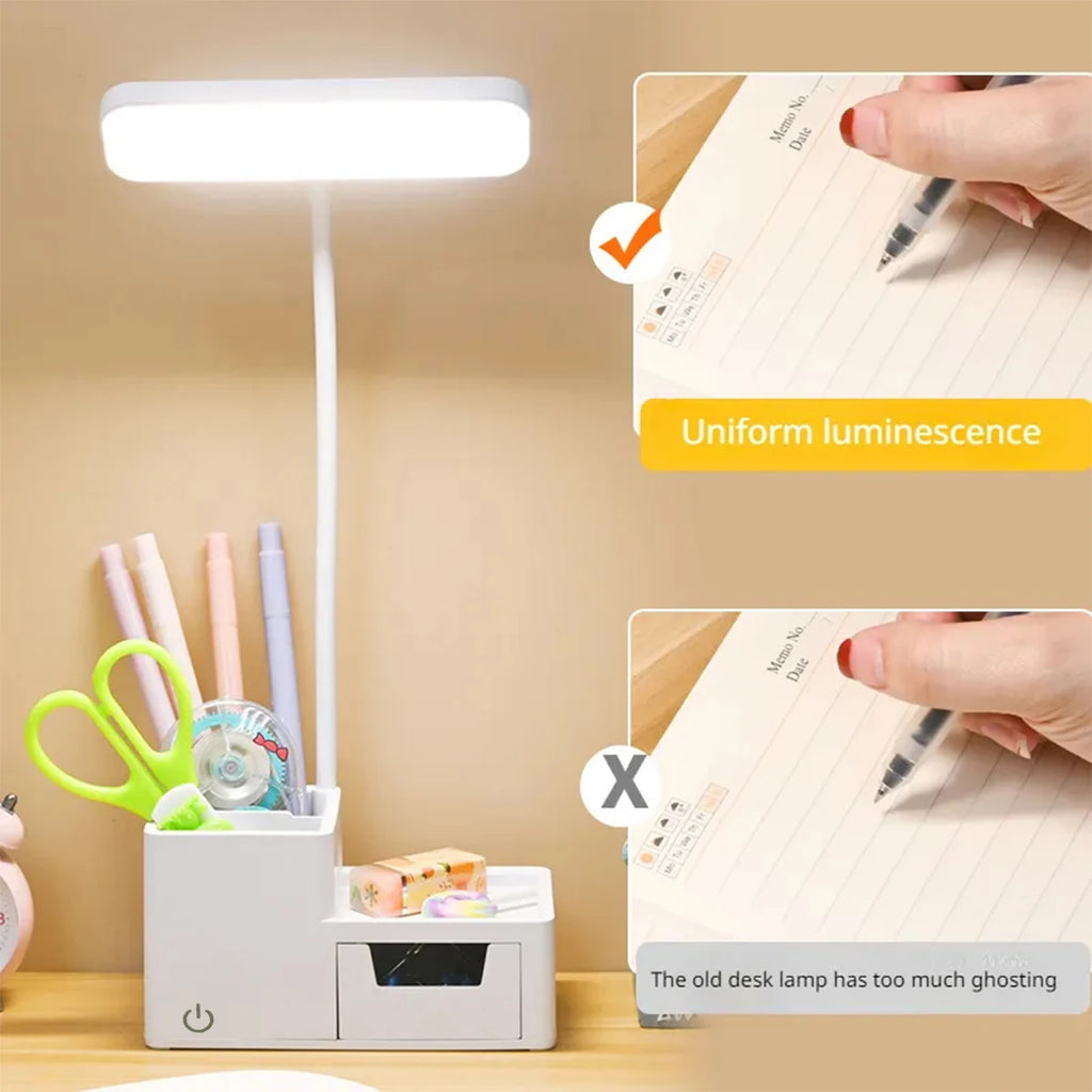 Touch Control LED Desk Lamp – 3-Level Dimmable, USB Rechargeable Reading Light