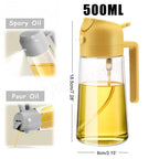 2-in-1 500ml Olive Oil Dispenser Bottle with Integrated Oil Sprayer for Cooking & BBQ