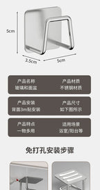 Stainless Steel Pot Lid & Cutting Board Organizer with Sponge Drainage Rack