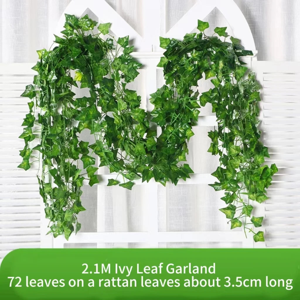 Artificial Silk Green Ivy Leaf Hanging Vine for Home and Wedding Decor