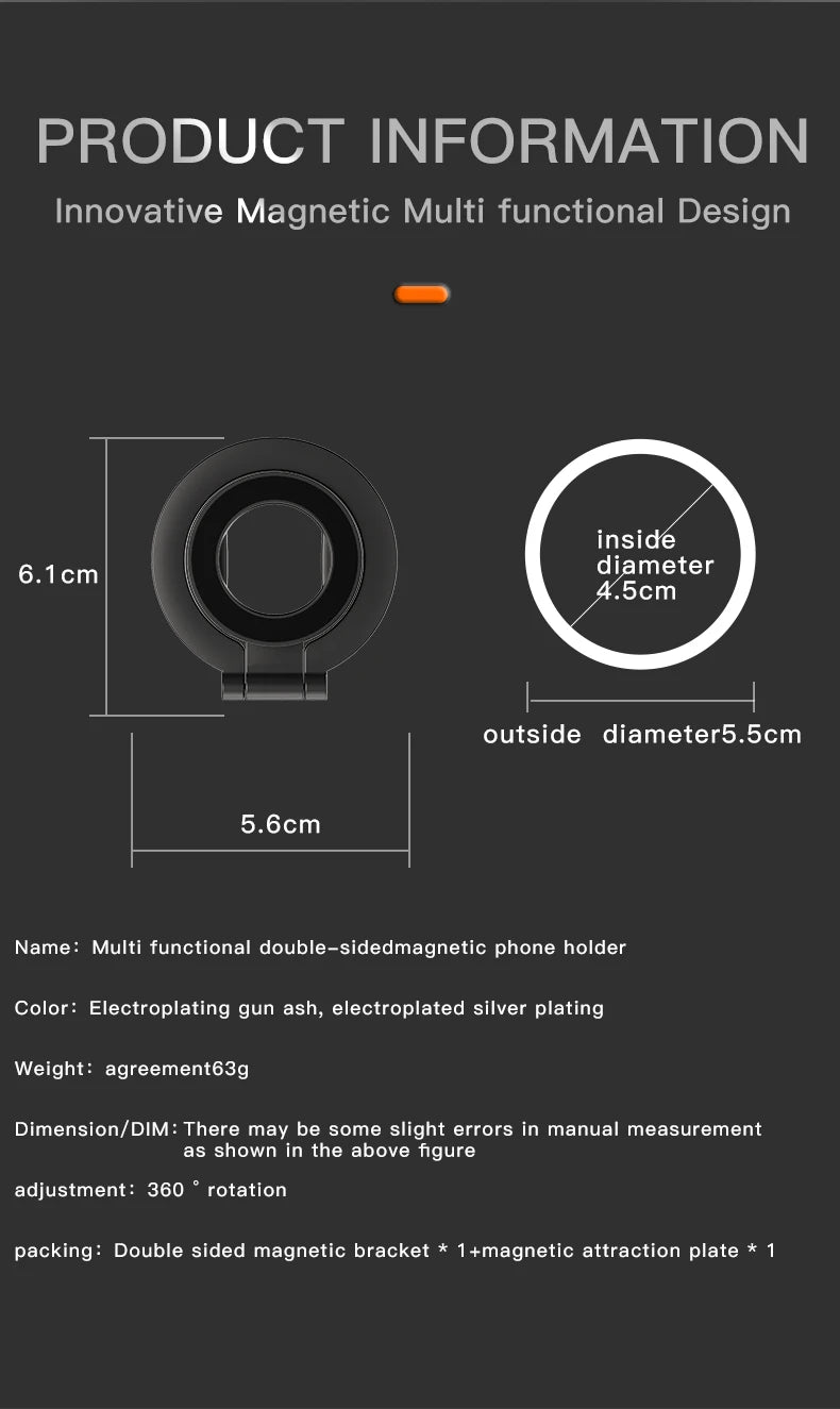 Magnetic Double Sided Phone Stand Ring Holder