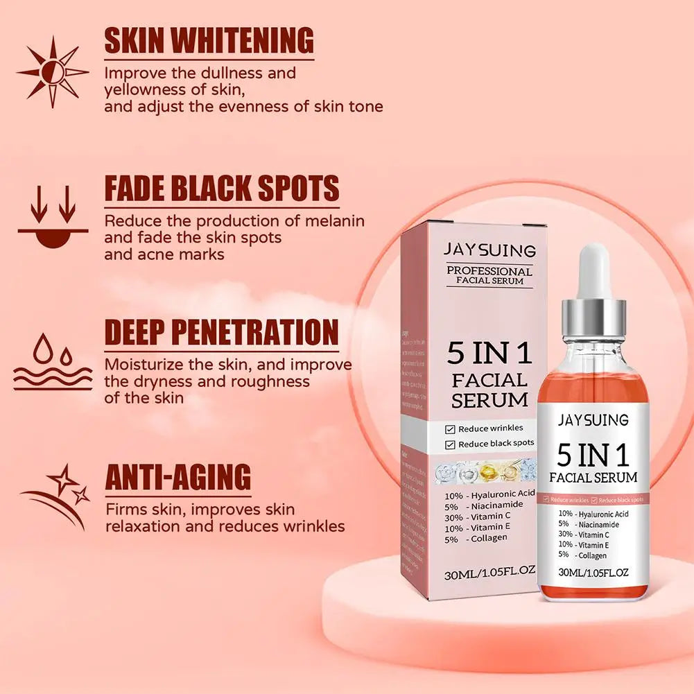 5-in-1 Anti-Wrinkle Facial Serum | Moisturizing, Brightening, and Anti-Aging Skincare (30ml)