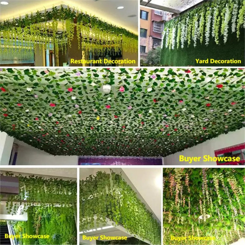 Artificial Silk Green Ivy Leaf Hanging Vine for Home and Wedding Decor