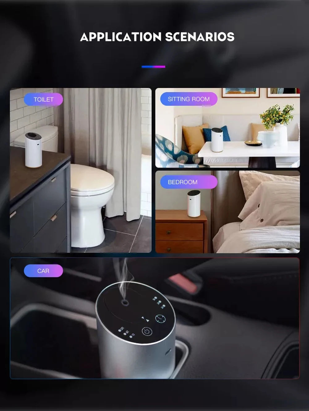 Wireless Rechargeable Car Aroma Diffuser – 20ml Essential Oil, Electric Fragrance for Home & Bedroom