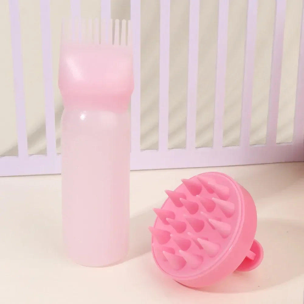 Silicone Shampoo Brush & Applicator Bottle Hair Coloring Tool