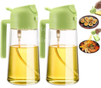 2-in-1 500ml Olive Oil Dispenser Bottle with Integrated Oil Sprayer for Cooking & BBQ