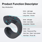 Bluetooth 5.0 Fingertip Remote Scrolling Ring – Wireless TikTok Scroll Controller & Camera Shutter Selfie Button with Phone Stand for Android & iOS