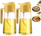 2-in-1 500ml Olive Oil Dispenser Bottle with Integrated Oil Sprayer for Cooking & BBQ