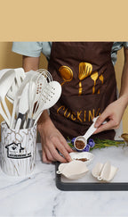 Pink 18PCS Silicone Kitchen Utensil Set – Food Grade Non-Stick Cooking Tools with Spatula, Turner & Measuring Spoons