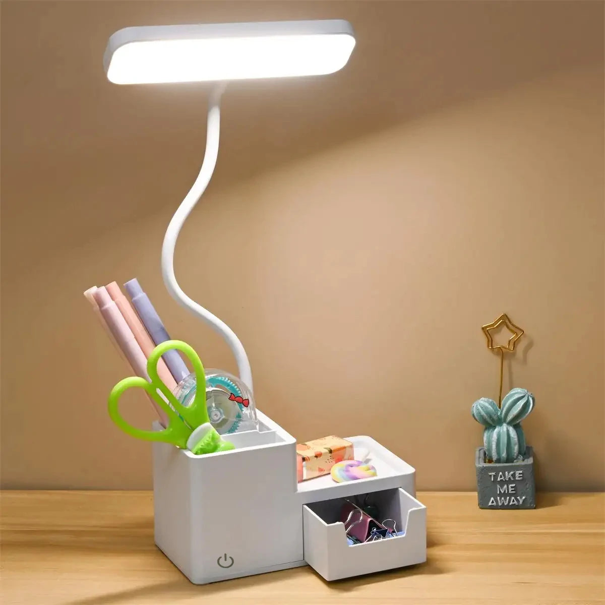 Touch Control LED Desk Lamp – 3-Level Dimmable, USB Rechargeable Reading Light