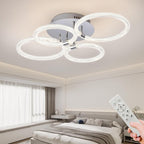 6Rings Acrylic Ceiling Light Fixture With Dimmable Remote Control