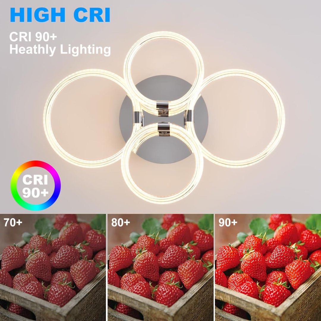 6Rings Acrylic Ceiling Light Fixture With Dimmable Remote Control