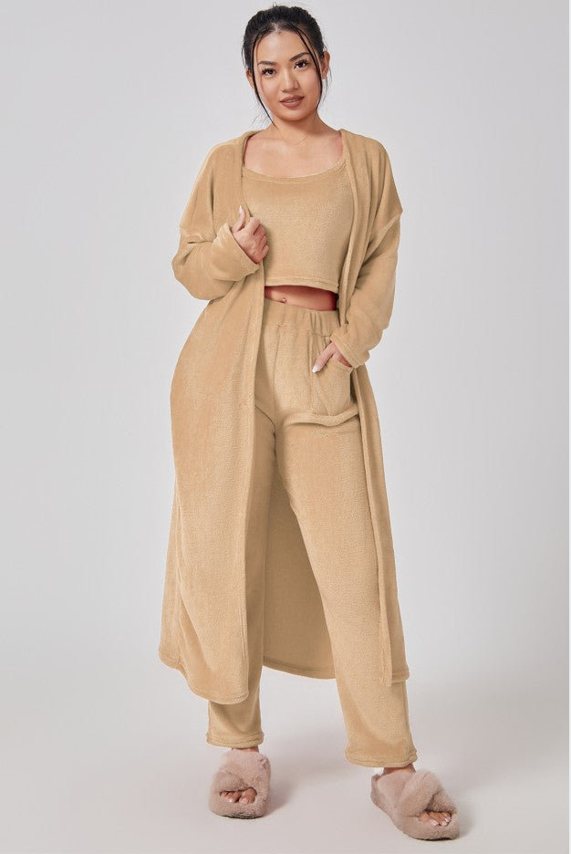 Trendy 3 Piece Warm Cozy Pajama Set