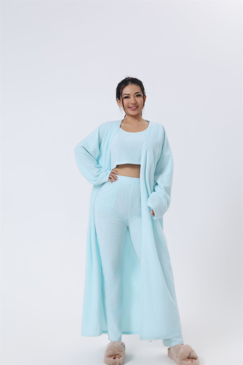 Trendy 3 Piece Warm Cozy Pajama Set